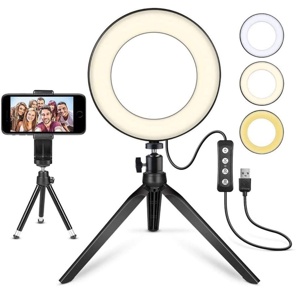 MACTREM 6" LED Ring Light with Tripod Stand. Excellent condition
